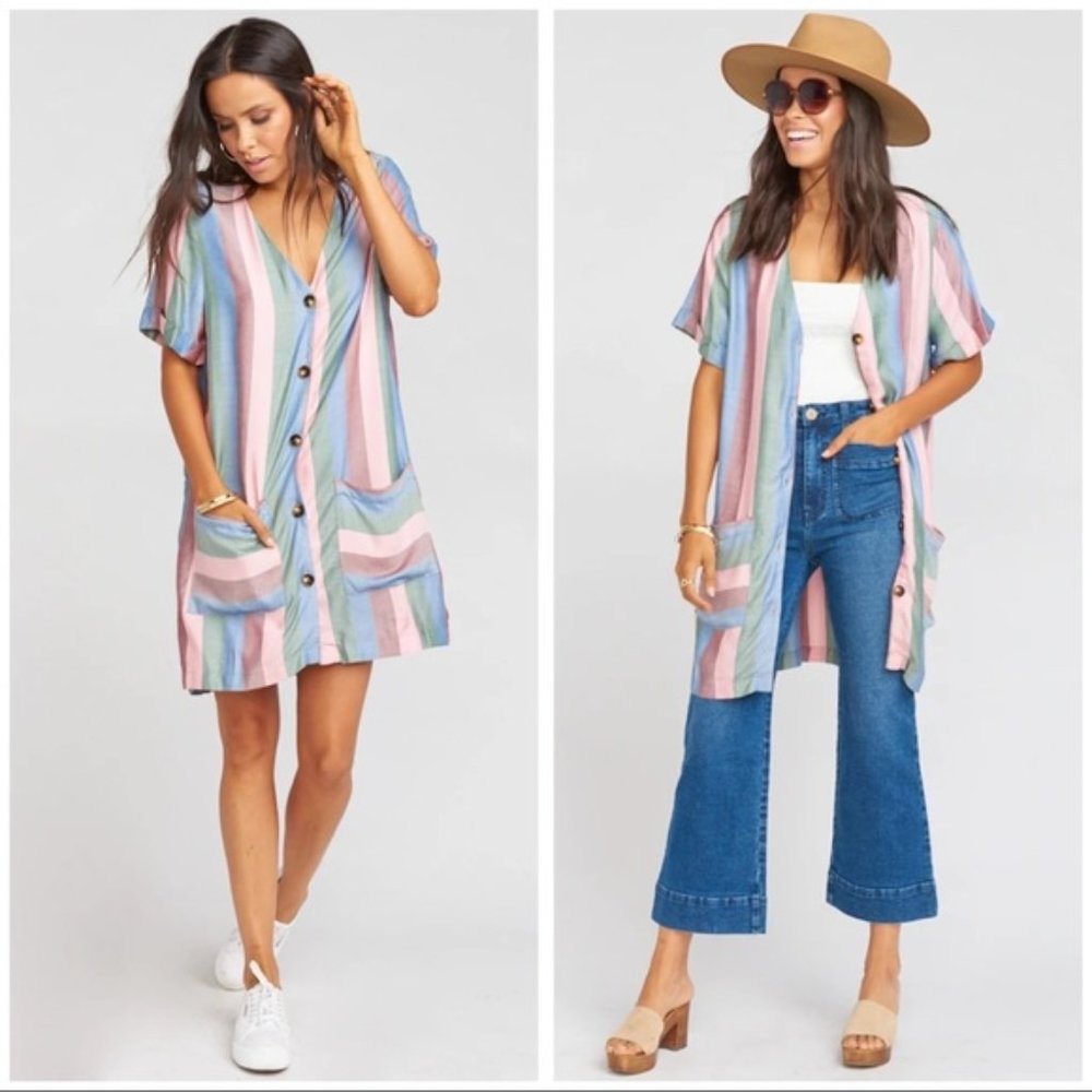 Show Me Your MuMu Striped Mini Dress - Blue, Pink, Green